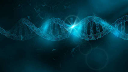 epps 10。向量例證分子結構科學背景。保健醫學3d 例證。帶藍色細胞或原子的化學背景。核生物技術, dna 配方研究